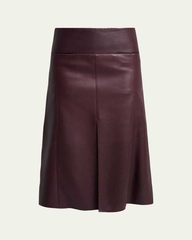 Leather Slit Midi Skirt
